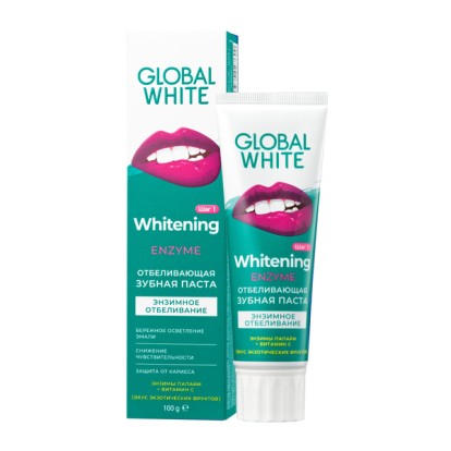 Зубная паста  GLOBAL WHITE Enzyme отбеливающая/ 100г