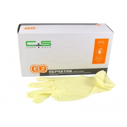 Перчатки Clean+Safe EL2 латексные текстурированные,  S (50пар)