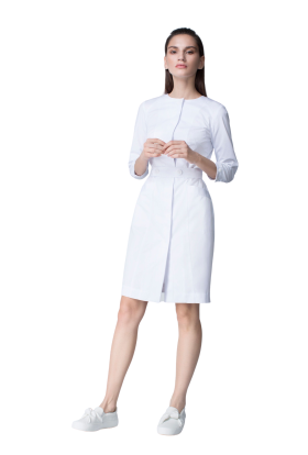 Приталенный халат ВW0005, белый, размер 46, механический стрейч 200
