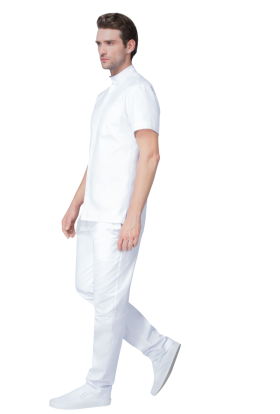 Рубашка со стойкой на кнопках ВМ0003, белая, размер 56, механический стрейч 200