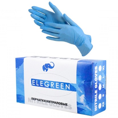 Нитриловые голубые перчатки, L, Elegreen, 50 пар