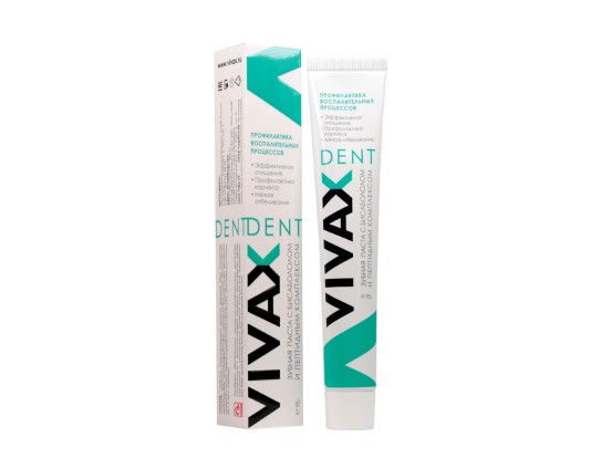 Зубная паста с активным пептидным комплексом и Бисабололом, зеленая, 95 мл (VIVAX Dent)