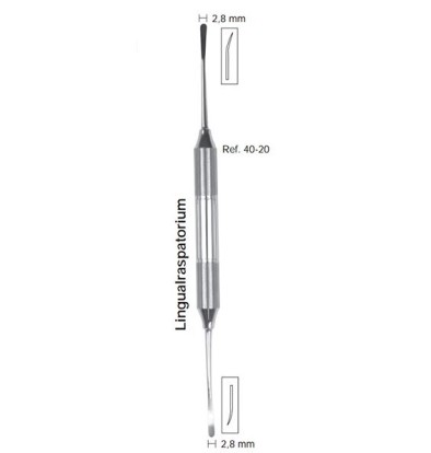 40-20 Распатор Lingual ,ручка DELUXE диаметр 10мм, острый /тупой 2,8-2,8 мм