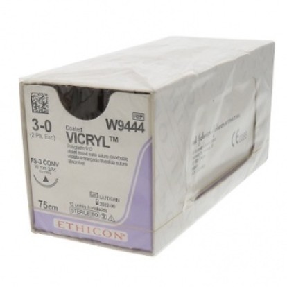 Викрил Vicryl  - шовный материал № 3, режущая 3/8 16мм. /код W9443/ Ethicon